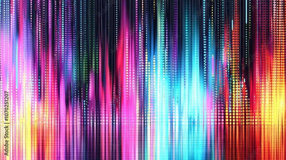Poster abstract background with colorful vertical lines and pixelated texture.
