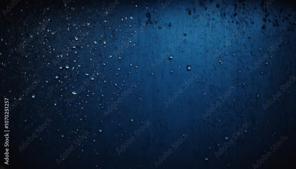 Poster raindrops create a beautiful pattern on a dark window surface at night