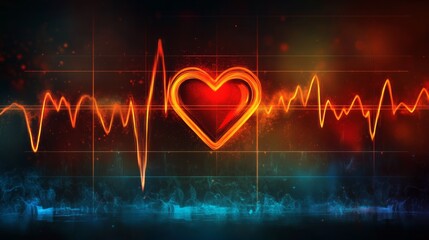  red heart heart wave heart attack cardiogram report.