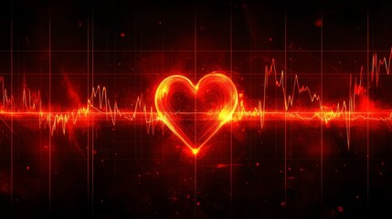  red heart heart wave heart attack cardiogram report.