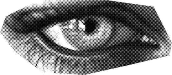 Cutting from a black and white magazine, scrapbooking element of the eyes.