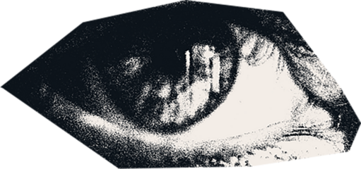 Cutting from a black and white magazine, scrapbooking element of the eyes.