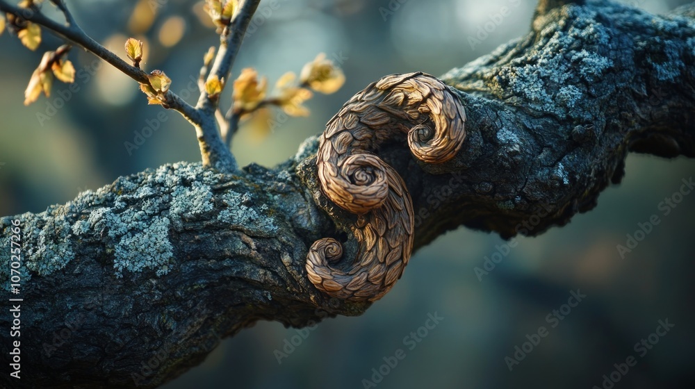 Poster intricate tree branch with unique growth