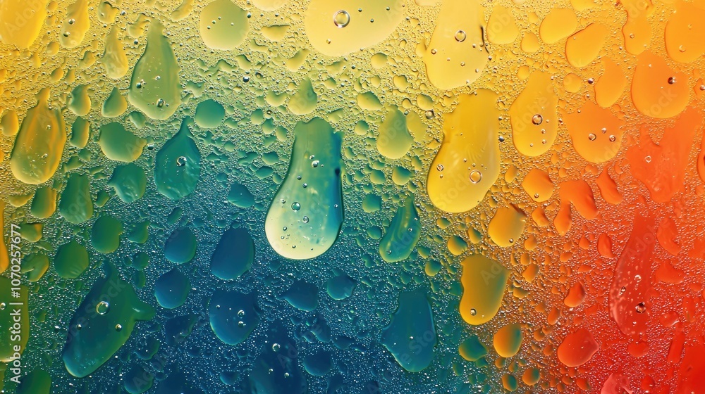 Poster abstract background with water drops on a colorful surface.