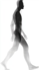 Naklejka premium Silhouette of a person walking, white isolated background