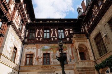 Fototapeta premium view of the fairytale Romanian Peles Castle