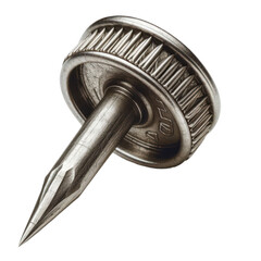 Obraz premium Detailed image of a design metallic nail with intricate design placed against a transparent PNG background