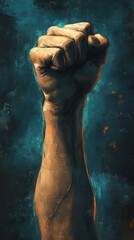 A fist raised for justice , digital painting