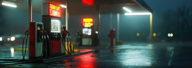 Close-up of a car gas station. Selective focus