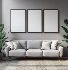 Grey Sofa Mockup.