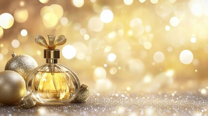 Abstract holiday background with luxury perfume bottle