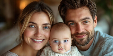 Fototapeta premium Young parents with a baby together