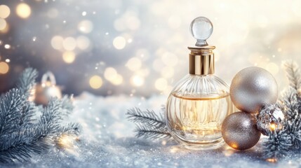 Abstract holiday background with luxury perfume bottle