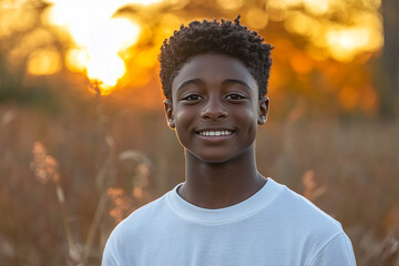 Black teenager boy on a outdoors background