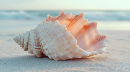 White seashell on the beach