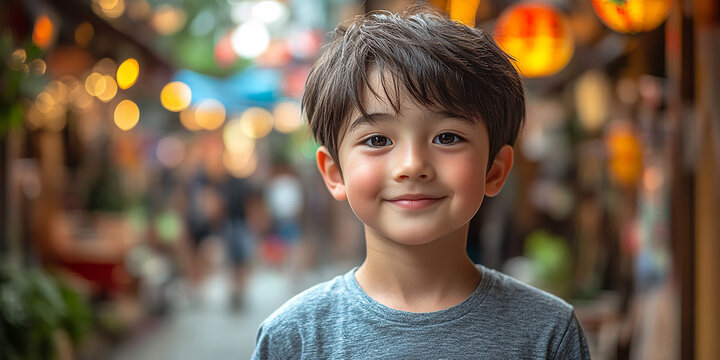 Portrait of an asian child looking at the camera