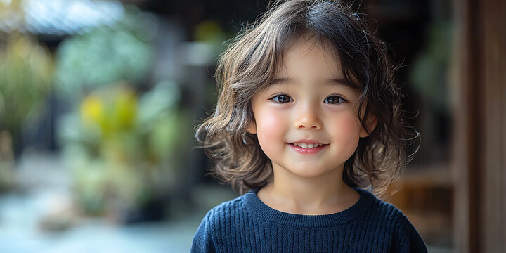 Portrait of an asian child looking at the camera