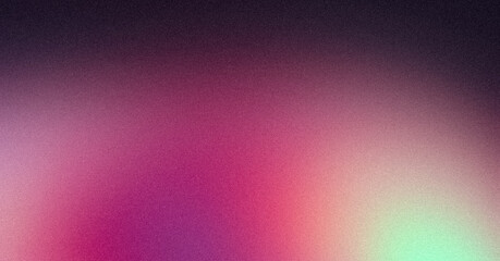 Dark color spots grainy backdrop design. Abstract glowing magenta purple pink blue color dark noisy gradient, color flow shaped, noise texture, vibrant, teal, website header design, banner, poster