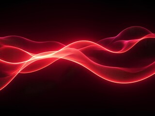 Obraz premium Red laser light wave pattern in black, dark background