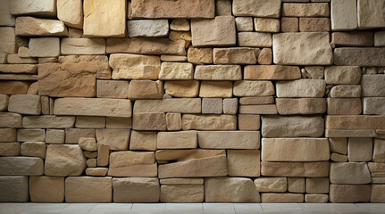 Obraz premium Weathered Stone Wall With Large Irregular Sandstone Blocks Arranged In Rustic Pattern Creating Natural Earthy Texture For Architectural Background