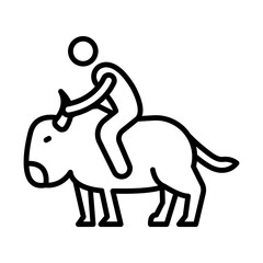 Bull Riding line icon