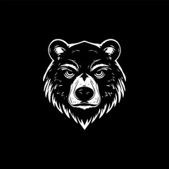 Modern Bear Face Black And White Vector Design