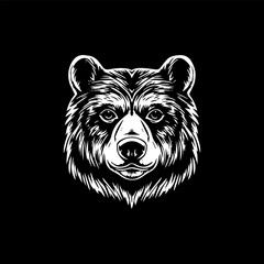 Modern Bear Face Black And White Vector Design