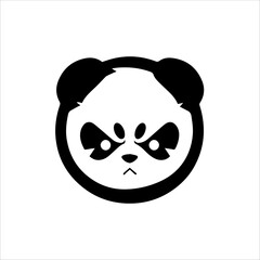 Panda Angry Face Black And White Line Art Vector