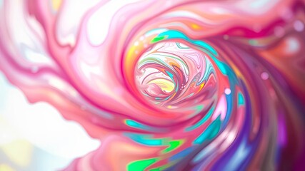 Fototapeta premium Abstract Whirl of Vibrant Hues Forming a Circular Pattern with a Glimpse of a Distant, Brighter Center