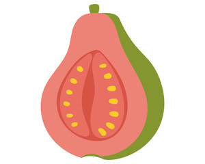 Fruit guava in cartoon hand drawn simple style. Editable variable color