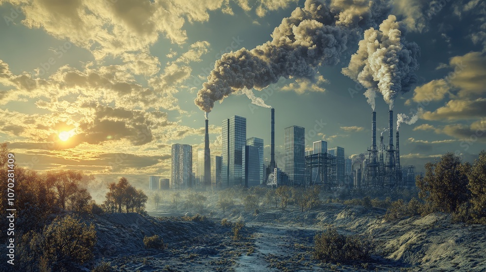 Poster a depiction of a world in which climate change is mitigated through large-scale geoengineering proje