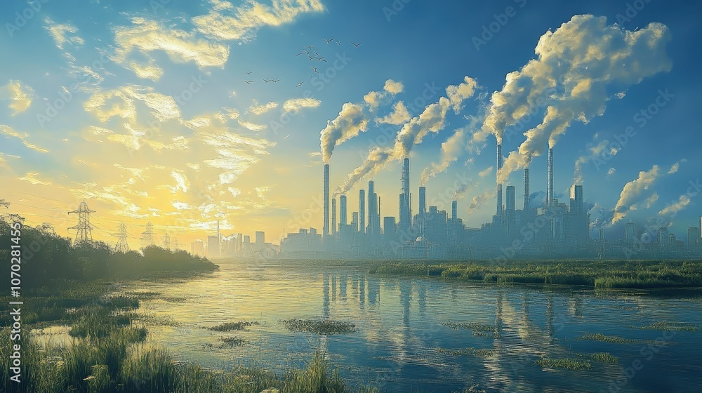 Poster a depiction of a world in which climate change is mitigated through large-scale geoengineering proje
