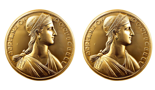 A denarius or talent. Ancient gold coin with the image of the emperor.