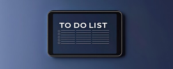 A sleek digital to-do list template displayed on a dark background, featuring spaces for tasks and organized planning.