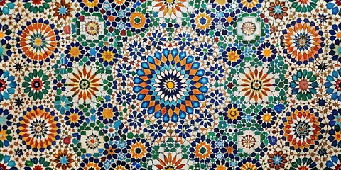 Moroccan Mosaic Tiles Seamless Texture - AI Photo