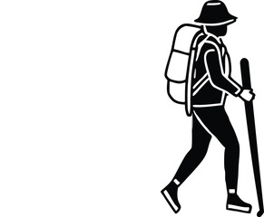 Hiker Backpack Sport Silhouette Vector Illustration.