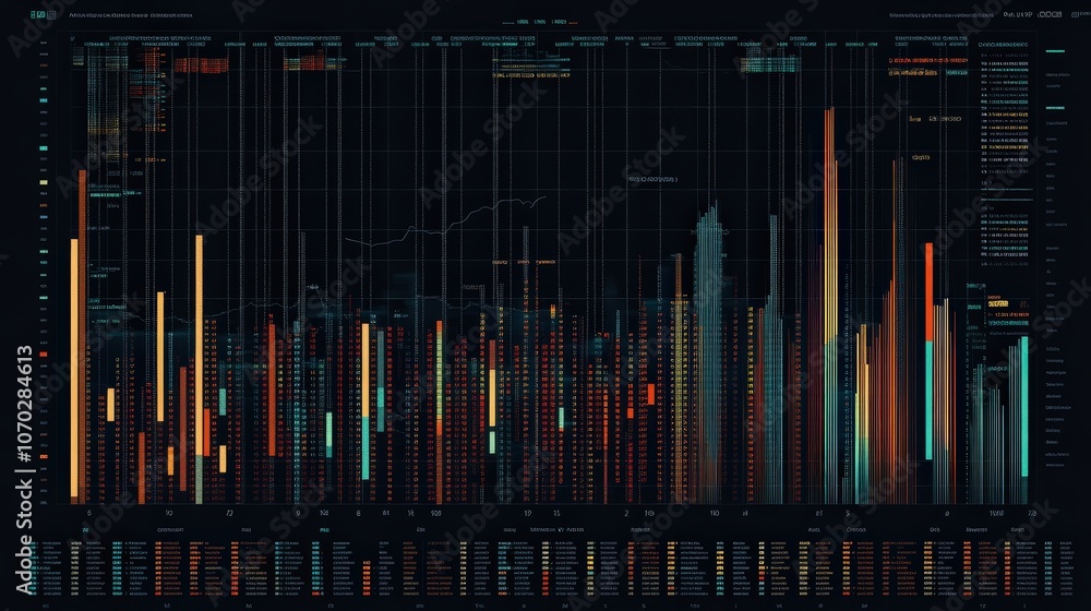 Poster a dynamic stock index table showcasing real-time stock prices across different sectors like technolo