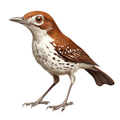 Detailed Illustration of a Brown and White Bird