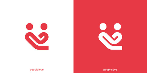 People Love Logo. Minimal Together, Partnership Unity Logo Diversity. Family Logo Icon Symbol Vector Design Inspiration.