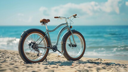 Fototapeta premium A BMX Bike Stand at the Side of Ocean