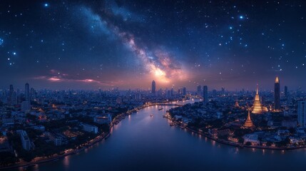 Fototapeta premium Milky Way over Bangkok