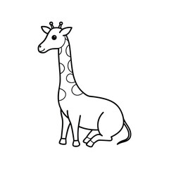 A giraffe seating line art vector illustration