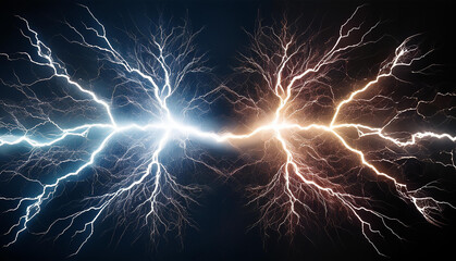 electric thunder lightning bolts against dark background 