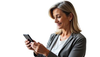 Focused Woman using Smartphone
