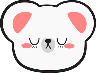 White bear sleeping face doodle cartoon