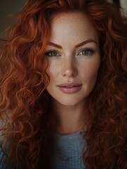 Naklejka premium beautiful woman in her 40s with red curly hair