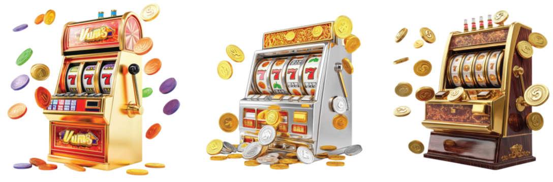 Golden slot machine wins the jackpot
