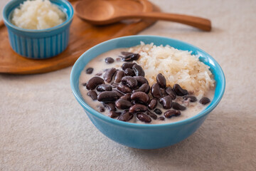 Black bean and sweet sticky rice in coconut milk, Thai dessert