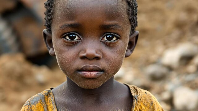 African child posing with serious expression