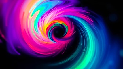 Obraz premium Abstract Swirling Vortex of Vibrant Colors and Light Streaks on Black Background